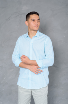 Camisa Micro Xadrez Azul Claro - loja online