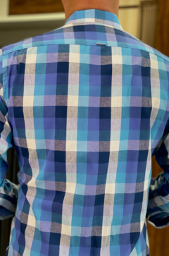 Camisa longa/curta 100% algodão xadrez na internet