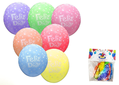PACK. X 12 GLOBO COLORES FELIZ DIA R12
