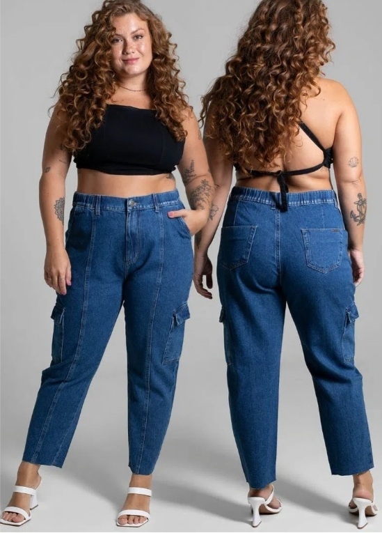 Jardineira jeans sawary shops plus size feminina