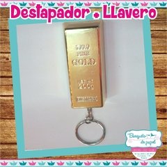 Destapador y llavero lingote de oro