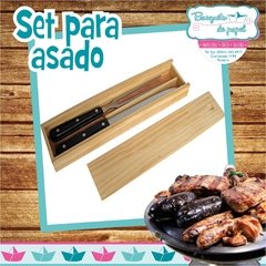 Set para asador en caja madera