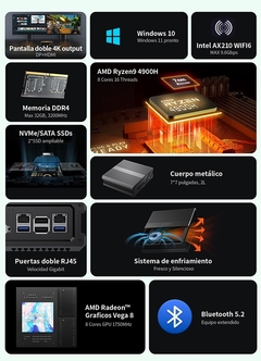 Mini PC Gamer Chuwi RZBOX: AMD Ryzen 7 5800H, 16GB RAM DDR4, SSD512GB.