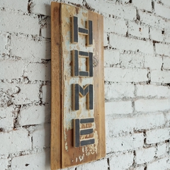 cartel HOME en madera antigua con relieve 51 x 21 cm