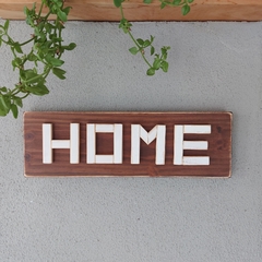 cartel HOME caoba. 45 x 14,5 cm.