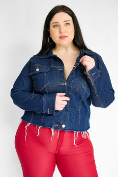 campera de jeans azul desflecada - comprar online