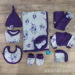 Ajuar 10 Piezas -  Flores Violeta - comprar online