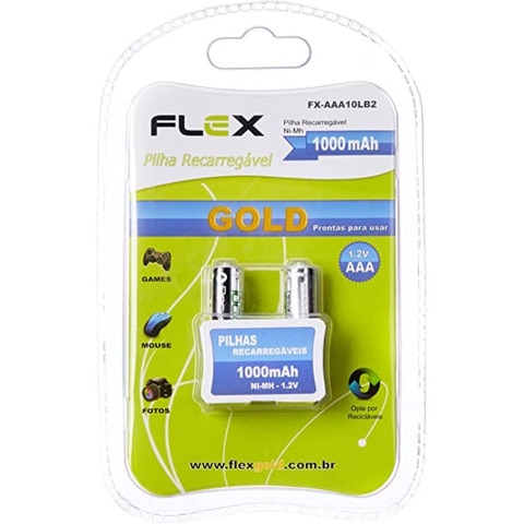 Blister com 4 Pilhas AAA Recarregável 1100 mah Flex