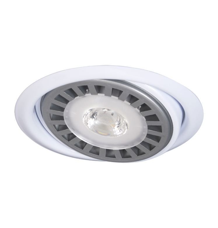 Spot Redondo Embutir De Techo Móvil Luz Led Ar111 12w Acero Platil