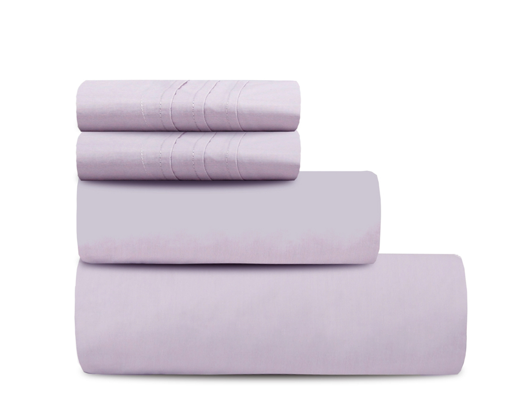 Juego de sábanas 100% algodón en tela 200 hilos lila