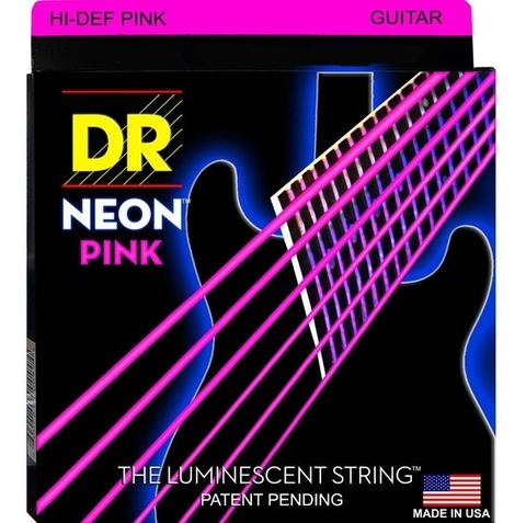 Encordado Guitarra Dr Neon Pink Npe 09 Cuerdas Fluorescentes