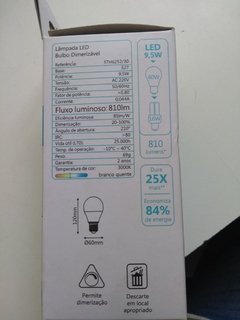 LAMPADA BULBO LED 9,5W 3K DIMER 810LM STE(STH6252/30) - loja online