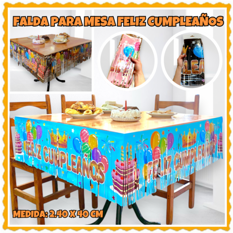 Falda para Mesa Feliz Cumpleaños