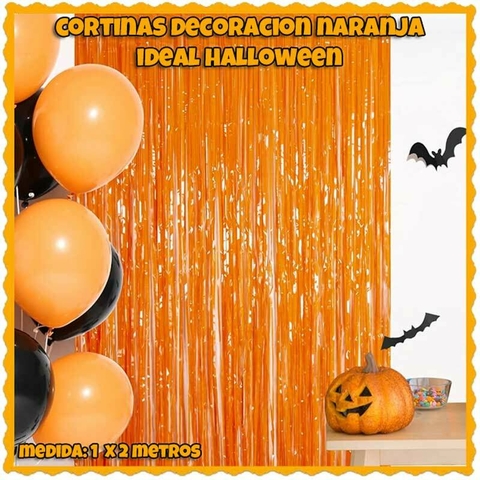 Cortinas Decoración Naranja Halloween