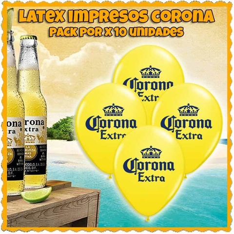 Globo Latex Impreso Cerveza Corona (Pack x10 Unidades)