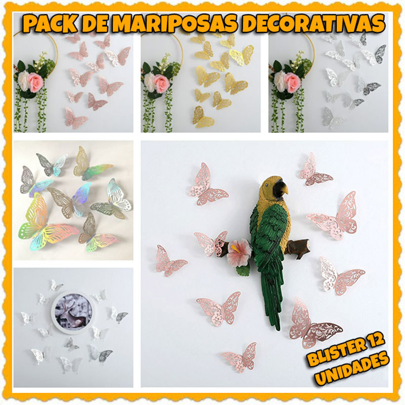 Pack Mariposas Decorativas (BLISTER X 12 UNIDADES) Sin eleccion de modelo.