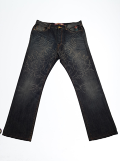 Pantalon Jeans Ancho Importado Bordado Vintage