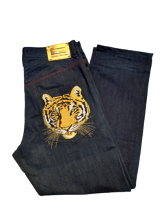 Pantalon Jeans Ancho Importado Bordado Vintage Tigre - comprar online