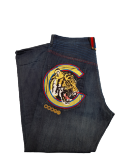 Pantalon Jeans Ancho Importado Bordado Vintage Tigre en internet