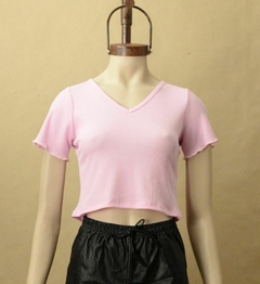 REMERA CROP basica cuello v waffle - PIT A PAT