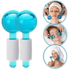 esfera cromoterapia manopla vidro azul 2 peças um par para massagem facial ice globe.