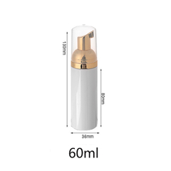 frasco Pump espumador, Higienizacao de cilios 60ml gold white pink.