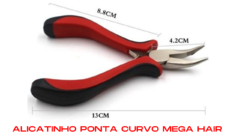 alicate para mega hair bico curvado, serve para microlink,queratina etc... na internet