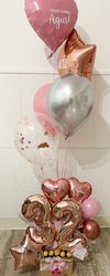 Bouquet de globos con helio, números y Ferros Rocher.