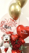 Detalle de Amor con oso, rosas y globos personalizados (N7)