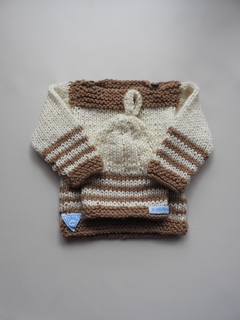 Sweater de lana "Benji" Natural y chocolate - tienda online