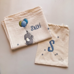 Manta swaddle elefante globo - comprar online