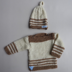 Sweater de lana "Benji" Natural y chocolate - comprar online