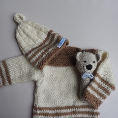 Imagen de Sweater de lana "Benji" Natural y chocolate