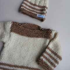 Sweater de lana "Benji" Natural y chocolate en internet