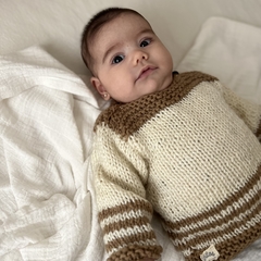 Sweater de lana "Benji" Natural y chocolate en internet