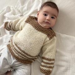 Sweater de lana "Benji" Natural y chocolate