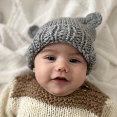 Gorro de lana "bear " gris