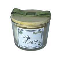 VELA AROMÁTICA 100G VANILLA C/ TAMPA DE MADEIRA