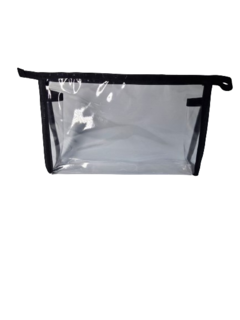 NECESSAIRE PVC TRANSPARENTE PRETO/BRANCO