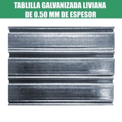 TABLILLA GALVANIZADA LIVIANA CIEGA DE 0.50 MM DE ESPESOR