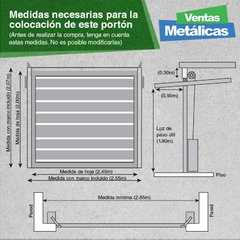 Imagen de Portón levadizo manual Chapa Nº 18 con puerta de escape central. De 2.55 x 2.05