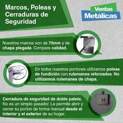 Portón levadizo automático, con motor torsión y 2 controles. De 2.70 x 2.35 chapa Nº 20 con postigos, puerta, apliques. Ideal camioneta - tienda online