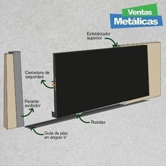 Imagen de Combo Portón corredizo automático chapa plegada en tablillas de 5 cm Nº 20 de 2.40 x 2.00 + Puerta haciendo juego