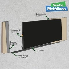 Imagen de Combo Portón corredizo manual chapa plegada en tablillas de 10 cm Nº 20 de 2.50 x 2.05 + Puerta haciendo juego