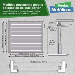 Imagen de Combo Portón levadizo manual chapa plegada con tablillas de 10 cm 2.55 x 2.05. De chapa Nº 20 + Puerta haciendo juego