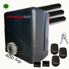 KIT MOTOR CORREDIZO KAZA 400  OMEGASAT 400 KG + 3 CONTROLES + 3 METROS DE CREMALLERAS