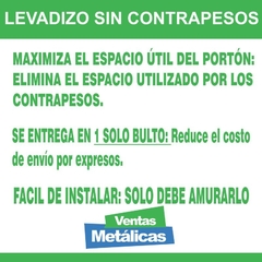 Portón levadizo automático 2 controles. Chapa Nº 20 de 2.55 x 2.05 Sin Contrapesos - tienda online