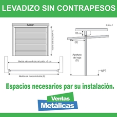 Imagen de Portón levadizo automático 2 controles. Chapa Nº 20 de 2.55 x 2.05 Sin Contrapesos