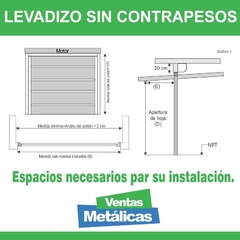 Portón levadizo automático 2 controles. Chapa Nº 20 de 2.55 x 2.05 Sin Contrapesos Nuevo Modelo