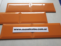 Azulejo Ceramica Española Subway 10x20cm Bisel NARANJA BRILLANTE por unidad suelta